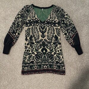 Free People Black and Cream Mini Dress